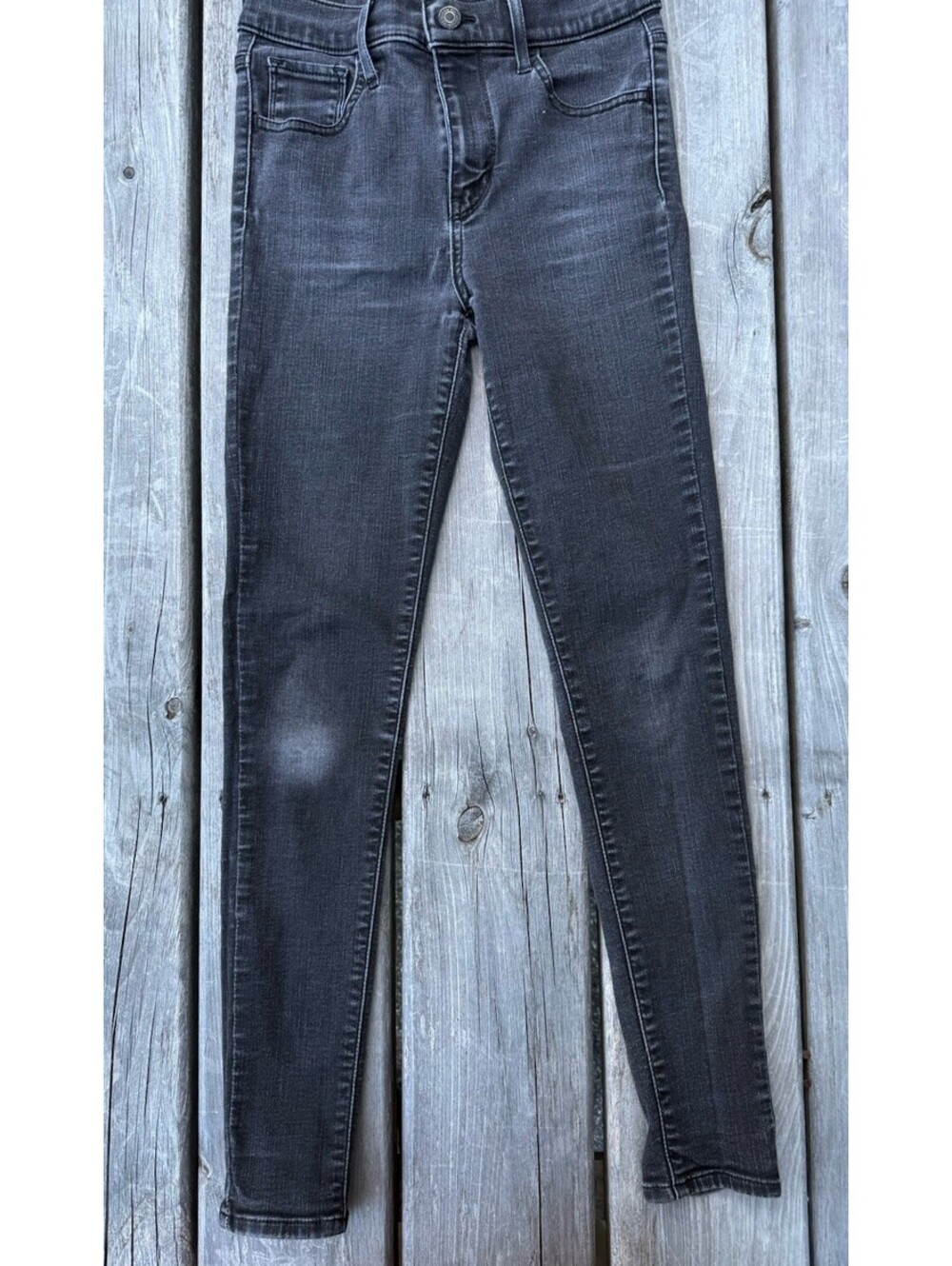 Levis 720 High Rise Super Skinny Jeans Black Faded Denim Size 26